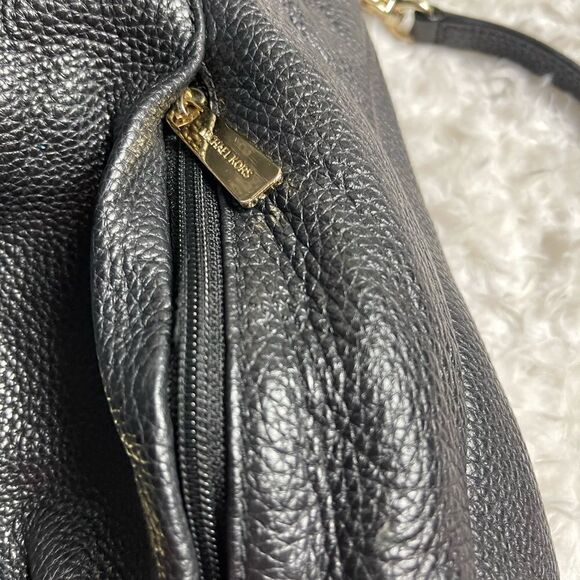 Michael Kors Black Pebbled Leather Zipper Pockets Chain Strap Hobo Shoulder Bag - Picture 11 of 14